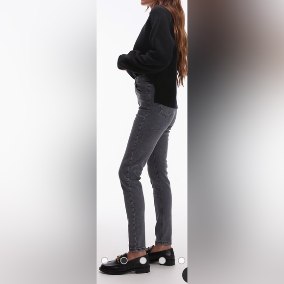 Topshop Jamie High Rise Skinny Moto Jeans | Dark Grey Wash | Size 25 Petite - Picture 2 of 6